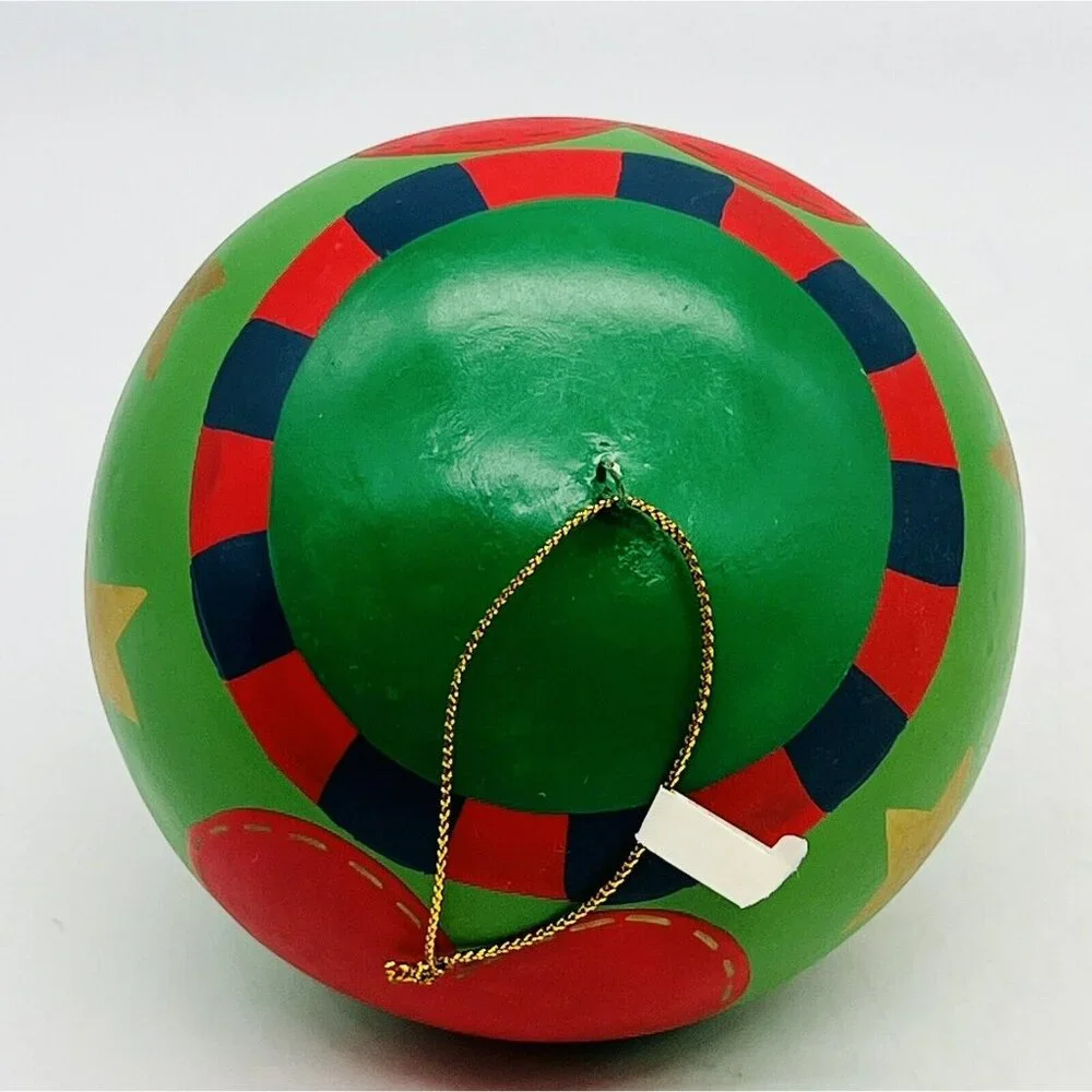 Pier 1 Imports Wooden Ornament Heart Stars 3.5 inch Green Red Blue Gold‎